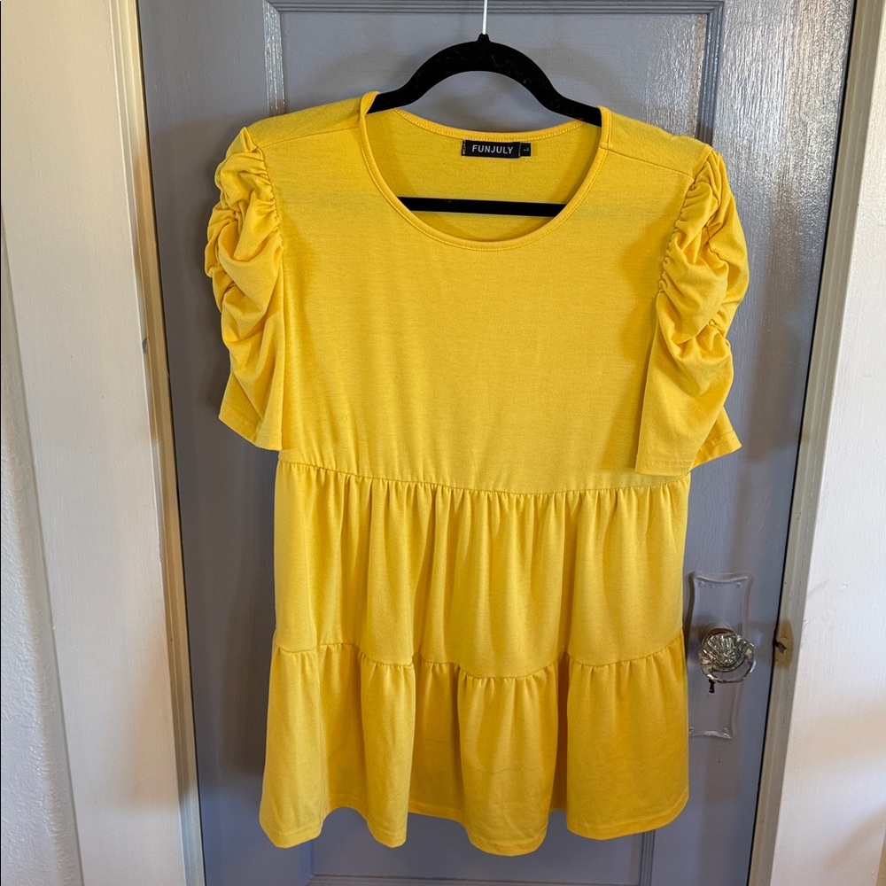 Yellow Ruffled Sleeve Tiered Top- Maternity